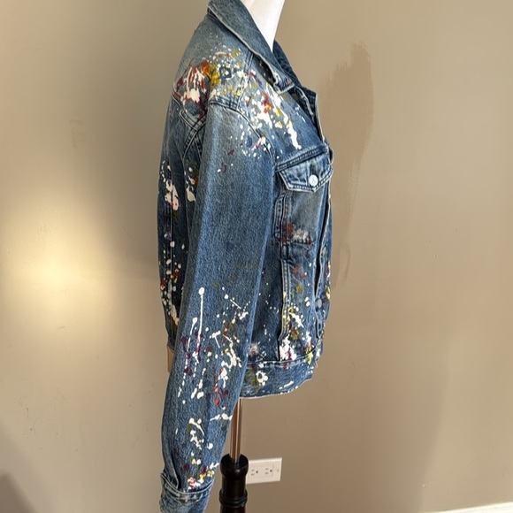 Calvin Klein Jeans Cotton Paint Splatter Colorful Denim Jacket Size S - Picture 12 of 16